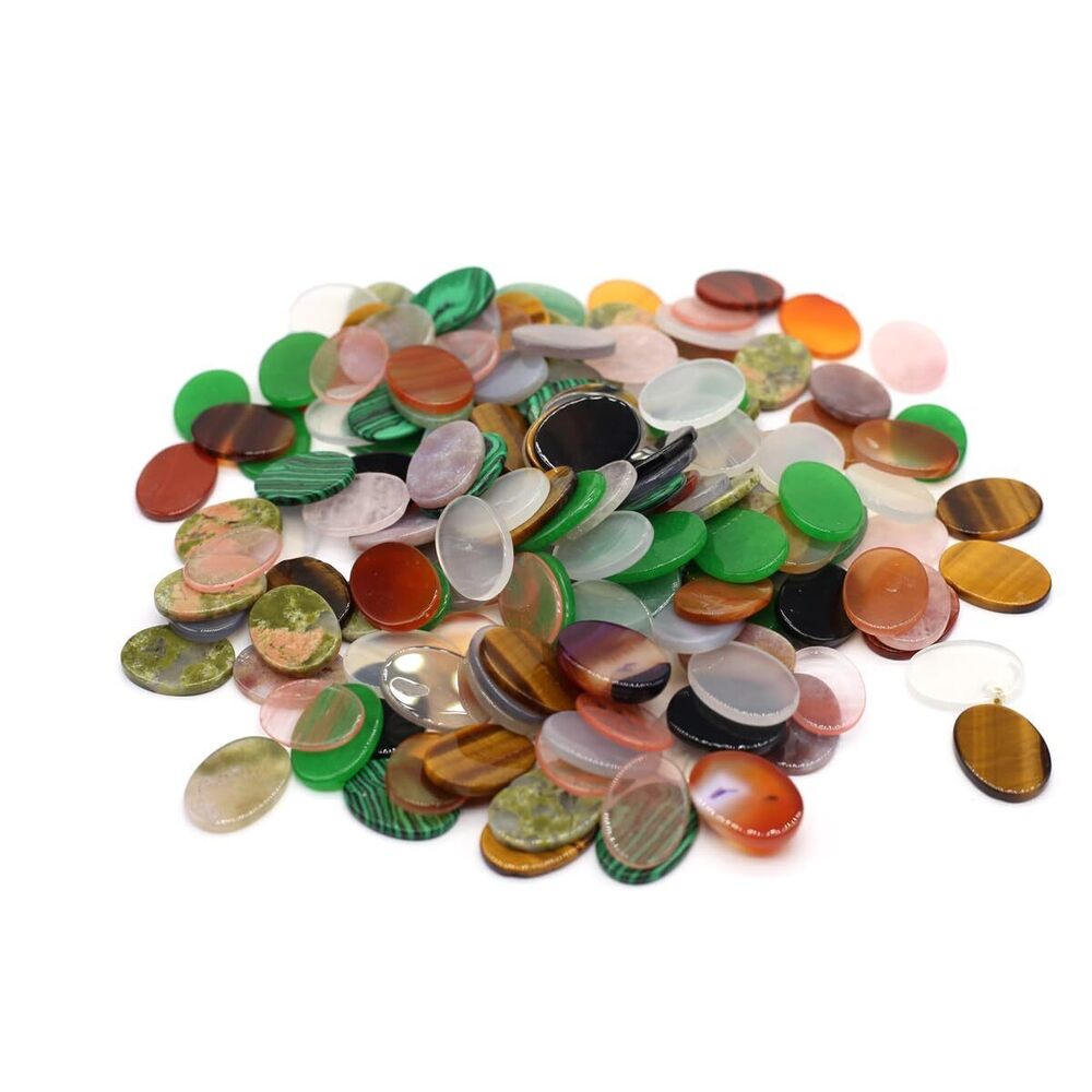 1355 15pcs Natural Crystal Stone Pendant, Heart shaped Circular Elliptical